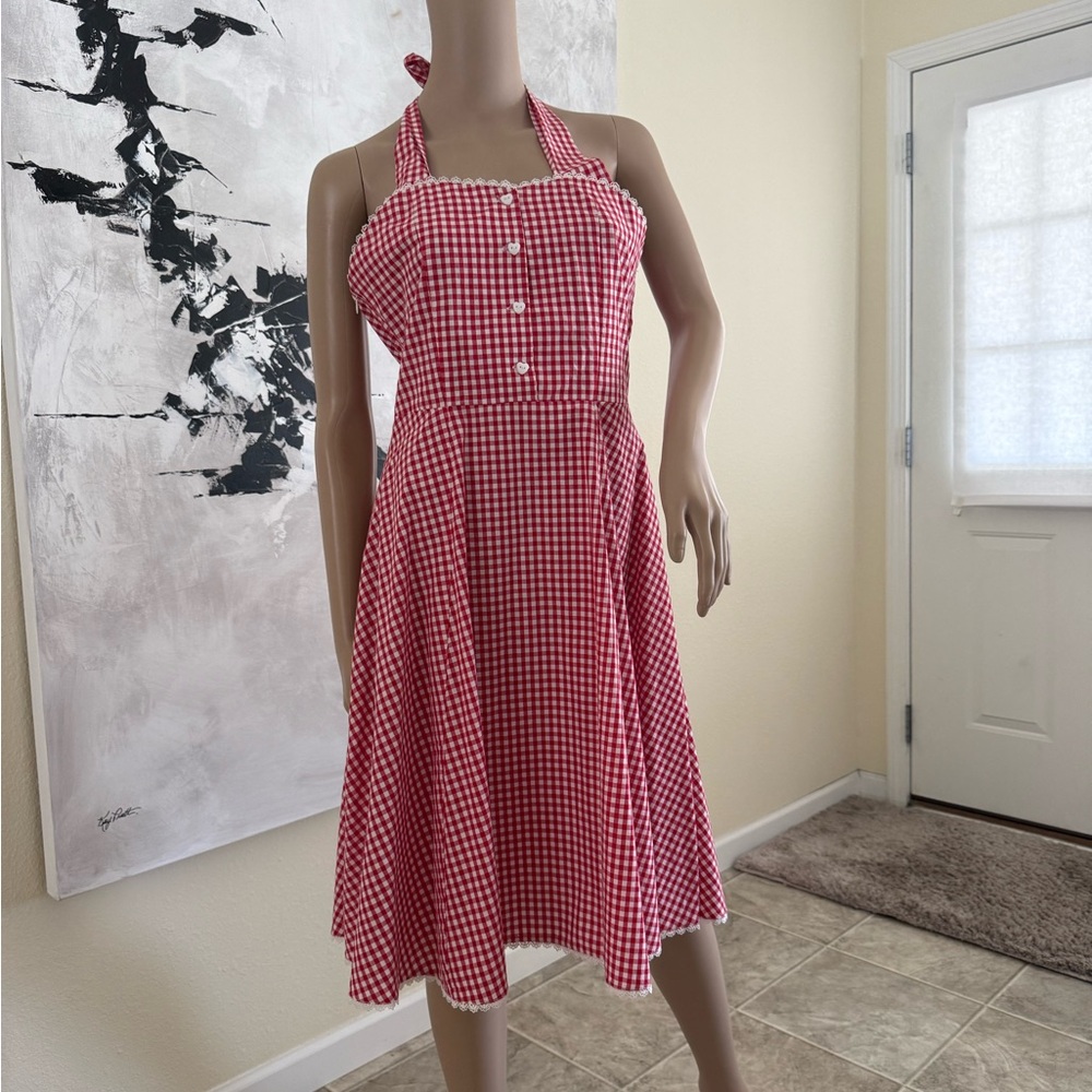 Red Gingham Halter Dress